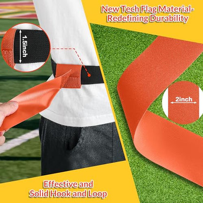 Flag Football Belts, Flags for Flag Football Set 14 Player, Flag Football for Kids Adults and Youth Training Equipment - color: Blue and Orange