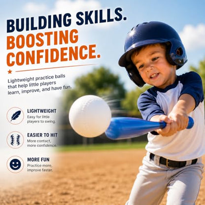 Liberty Imports 24 Pack Toddler & Little Kids Replacement T Balls, 2.5" Plastic Baseballs with Durable Mesh Bag - 2 Dozen Practice Toy Balls for Softball and Baseball Training