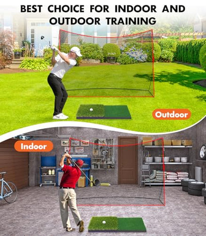 Golf Net, 10x7ft Heavy Duty Golf Practice Nets for Backyard Driving Chipping Hitting, Indoor Outdoor Training，with Carry Bag