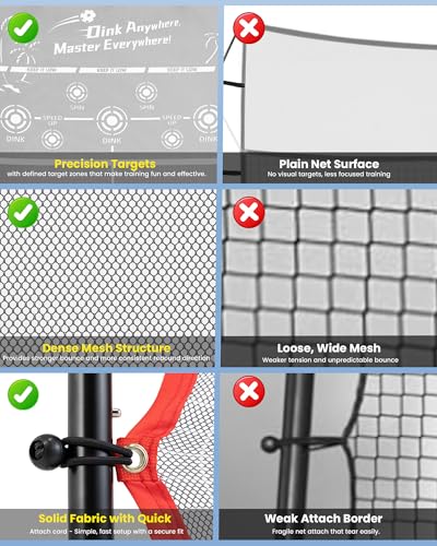 Pickleball Rebounder Practice Net: 6FT Strong Metal Frame Pickleball Trainer Net, Portable for Outdoor Driveway Backyard and Indoor Garage Training Rebounder for Dink Volley Tennis