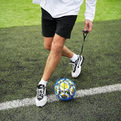 Handle Solo Soccer Kick Trainer with New Ball Locked Net Design, Soccer Ball Bungee Elastic Training Juggling Net (Fits Ball Size 3, 4, 5) - color: Blue