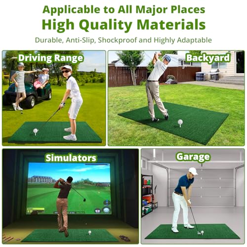 Golf Hitting Mat Practice Mat for Indoor Outdoor Simulator, 4x5 & 6x4 FT, Premium Nylon or Multi-Surface Turf, 35-55mm High-Elastic EVA, Joint-Friendly, Includes Balls & Patented Tees, Home Garage - size: 5' x 4' x 2.1" Ultra - 50MM