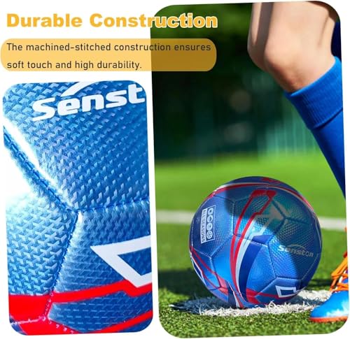 Senston Soccer Ball Size 3 & Size 4 & Size 5 for Kids and Adult Official Match Training Soccer Ball with Pump - color: blue, size: size 4