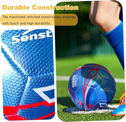 Senston Soccer Ball Size 3 & Size 4 & Size 5 for Kids and Adult Official Match Training Soccer Ball with Pump - color: blue, size: size 4