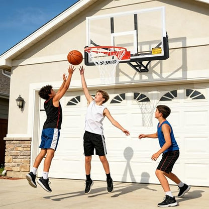 54.5" Wall Mounted Basketball Hoop ，Shatterproof PC Backboard Basketball Goal with Adjustable Height for Garage, Indoor & Outdoor Use