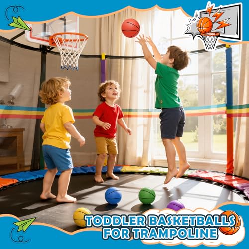 Iyoyo Mini Basketball Set - 5 Pack 6" Small Balls with Pump, Over The Door Mini Hoop Replacements, Toy for Toddlers, Kids, Teenagers, Pool, Indoors, Outdoors