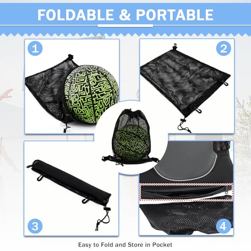 KAEGREEL Drawstring Soccer Bag Basketball Backpack for Kids Teens, Foldable Sports Bags Detachable Ball Mesh Bag for Gym Yoga Football Baseball - color: Black