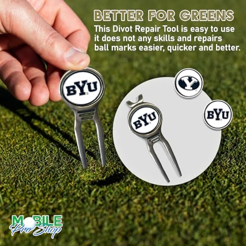 Divot Repair Tool Removable Magnetic Ball Marker-Best Divot Fixer - style: BRIGHAM YOUNG COUGARS