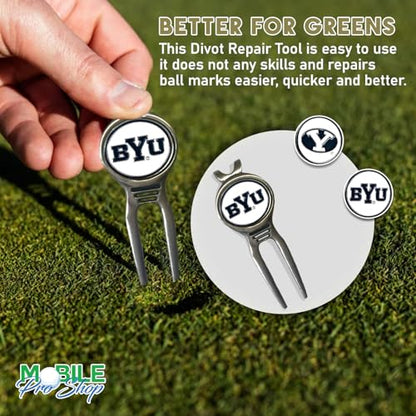 Divot Repair Tool Removable Magnetic Ball Marker-Best Divot Fixer - style: BRIGHAM YOUNG COUGARS