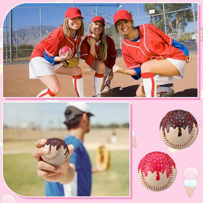 Seenelling 4 Pcs Weighted Training Balls for Baseball Softball 7 oz Weighted Plyometric Baseballs Ice Cream Drip for Pitching Throwing Hitting Training for All Skill Level Improved Power, 4 Styles