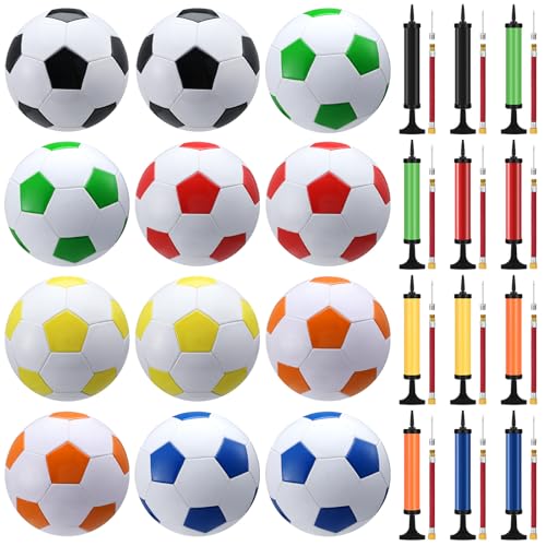 Leyndo Deflated Soccer Balls Size 5 Bulk with Pumps Deflated Soccer Balls with Pump Needles Set Christmas Operation Gifts for Adults Donation Charity Train Practice Game - color: Multicolor