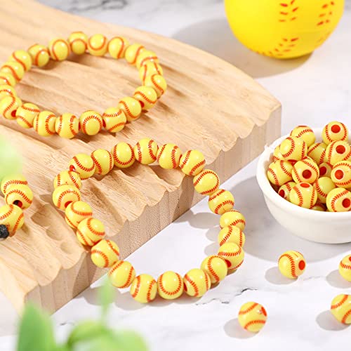 Giegxin 300 Pack Acrylic Softball Beads 12 mm Sports Ball Beads for Bracelets Jewelry Making Necklace Charms Craft Keychain Home Decoration Accessories(Softball)