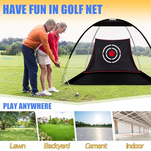 Golf Practice Net with Mat & Accessories: Portable Swing Trainer for Backyard Driving – Durable Target Cloth for Men & Golf Enthusiasts – 10X6X6.5FT Indoor Outdoor Use