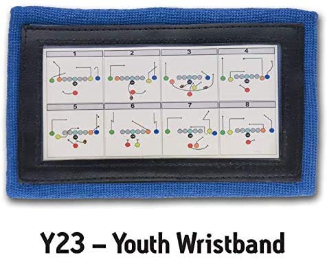 Y23 - Football Wristbands - Wrist Coach - QB Wristband - Football Play Wristbands - Playbook Wristband - color: Blue, size: 8 Pack