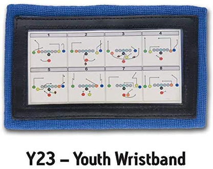Y23 - Football Wristbands - Wrist Coach - QB Wristband - Football Play Wristbands - Playbook Wristband - color: Blue, size: 8 Pack