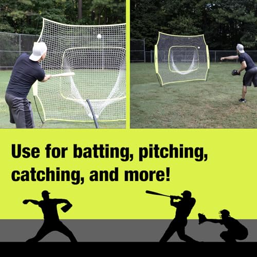 7x7 Baseball & Softball Practice, Hitting, & Pitching Net with Bow Frame, Carry Case and Strike Zone, Ultimate Training Net