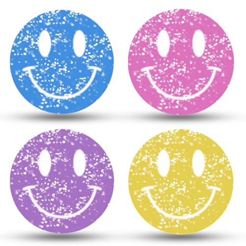 Tennis Racket Dampener - Glitter Smiley Face Designs - Vibration & Noise-Reducing Tennis Shock Absorber for Racquets - Secure, Easy-Install Accessories for Players of All Levels - style: Assorted Colors