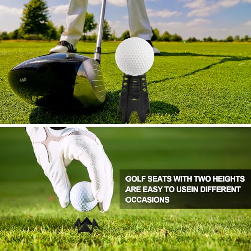 Golf Simulator Tees, 24PCS Golf Mat Tees for Indoor & Outdoor Practice, 12 Tall & 12 Short Golf Tees for Driving Range, Turf & Home Training, Black