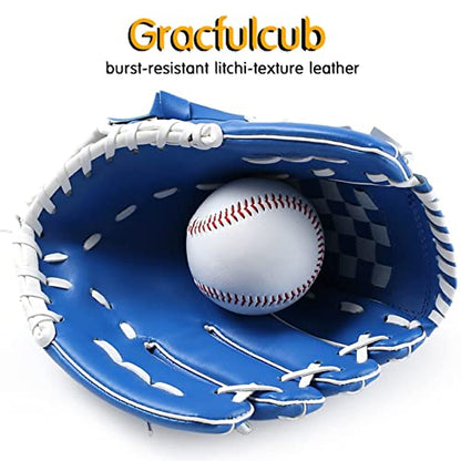 Baseball Glove,Baseball Softball Mitt with Ball for Kids Youth Adults Training and Beginner,Right Hand Throw,Left Hand Glove - color: Sky Blue, size: 10.5"