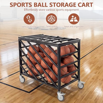 Ball Storage Locker with Wheels Rolling Exercise Ball Holder with Lockable Lid for Gyms Schools Clubs Indoor and Outdoor