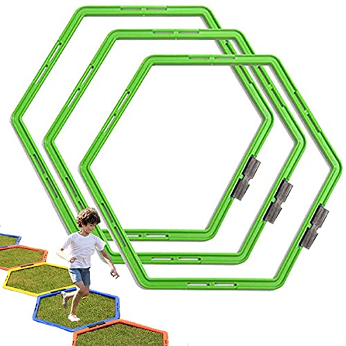 Hexagon Agility Ring Training Circle Ring Speed Agility Ladder Physical Training Ring Football Footwork Trainer Hurdles Agility Ladder Fitness Equipment Multicolor Training Ring 3Pcs - color: green