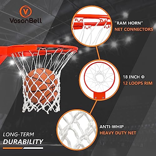 Basketball Rim Replacement, Heavy Duty Breakaway Rim and Net, Universal 18" Professional Double-Spring Solid Steel Backboard Rims Fits In-Ground and Wall-Mounted Basketball Hoops Indoor Outdoor