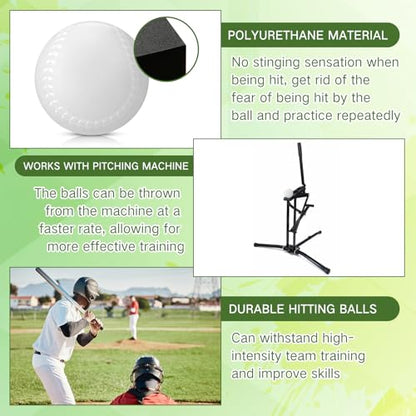 VioraWhite Pitching Machine Balls, Balls Foam Practice Baseballs High Density Foam Practice Baseball Softball Training Ball for Hitting Practice and Fielding Practice 3 oz 2.9 Inches