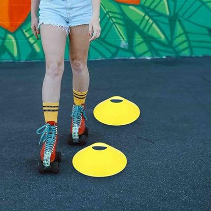 Ciieeo 12pcs Yellow Portable Disc Cones Football Training Plates Multi-Function Soccer Agility Markers for Sports Practice and Coaching