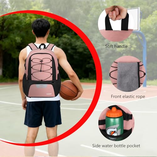 Goloni Basketball Backpack,Large Sports Bag with Ball Compartment & Shoe Compartment,Basketball Bag Fit Volleyball, soccer,Gym - color: Pink