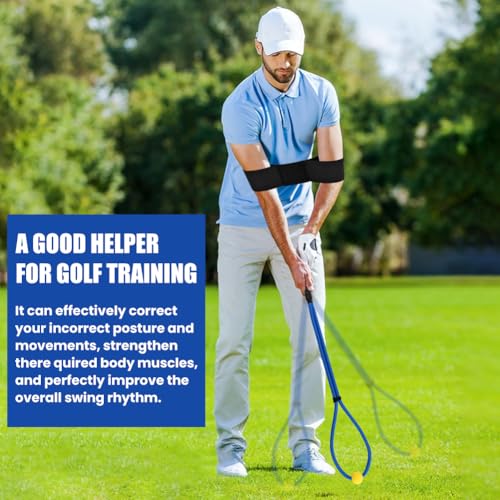 Golf Rope Swing Trainer Set, Golf Swing Training Aid to Improve Speed, Tempo, Rhythm, Flexibility and Strength, Included Correcting Arm Band&Rope Trainer with Weighted Ball