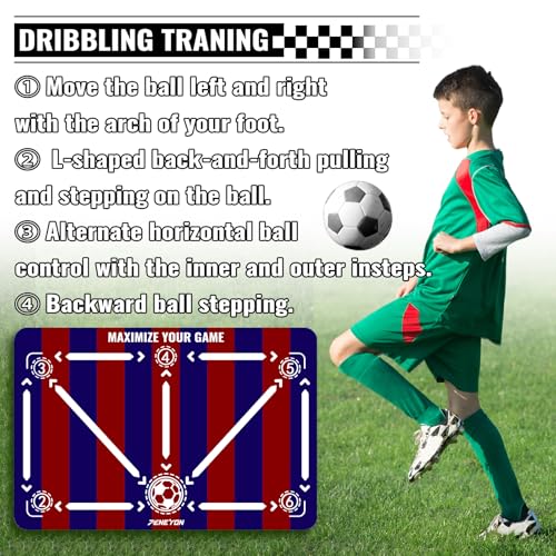 Soccer Training Equipment,Soccer Training Mat Improve Strength,Agility and Coordination,Anti-Slip Silent Absorption Soccer Footwork Training Mat,Soccer Trainer for Indoor/Outdoor Drills - style: Training Set 35*23 IN - D