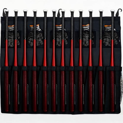 Hanging 12 Bats Baseball/Softball Dugout Organizer, Hanging Bat Bag, 600D Oxford Fabric with Reinforced Fence Hook, Baseball Coaching Accessorie