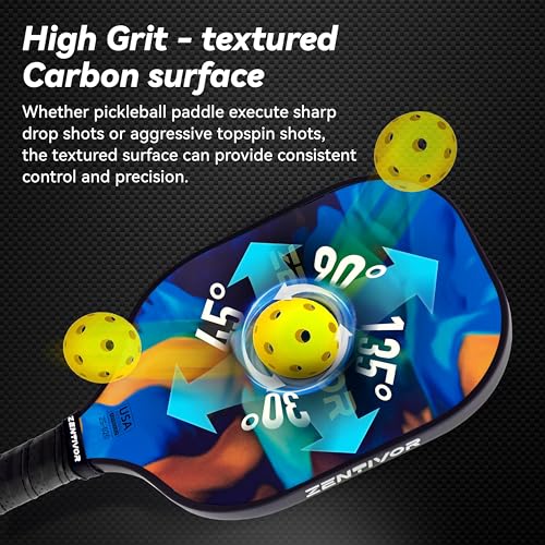 Lightweight Carbon Pickleball Paddles – USAPA Pickleball Paddles for Women, Men, Beginners & Intermediates | Gritty Surface, Stylish Design | 16mm Shock-Absorbing Core, Cushioned Grip