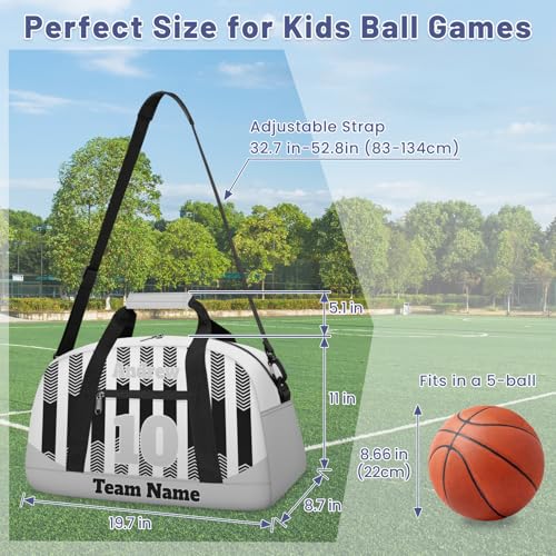 Basketball Soccer Gifts for Boys Girls - Custom Sports Duffle Bag, Personalized Name & Team Bag, Water-Resistant Gym Bag for Basketball, Soccer, Volleyball | Y-Black Grey - color: Y-Black Grey