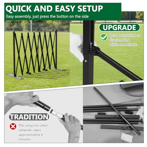 Generic Retractable Net 22FT Portable Net System with Steady Metal Frame Free Assembly & Carry Bag for Backyards Driveways and Garages
