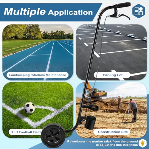 CAROD Marking Wand for Inverted Marking Spray Paint, Industrial Wheeled Marking Stick for Line Paint Stripe Ground, Side Push Marking Paint Wand for Sport Field Utility Marking Applicator