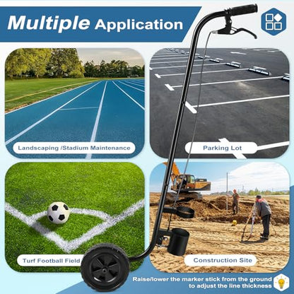 CAROD Marking Wand for Inverted Marking Spray Paint, Industrial Wheeled Marking Stick for Line Paint Stripe Ground, Side Push Marking Paint Wand for Sport Field Utility Marking Applicator
