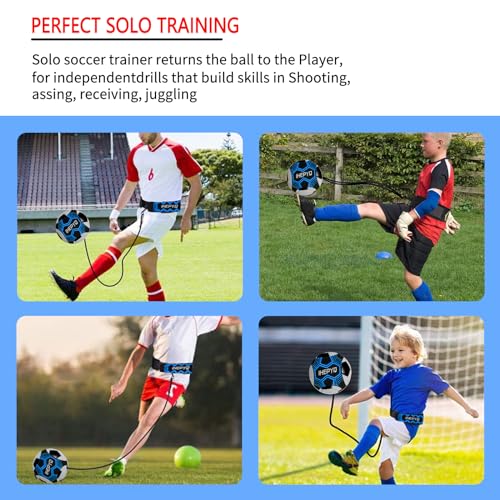 IHEPYQ Soccer Agility Training Equipment Set, 12 Rung 20Ft Agility Ladder, 12 Disc Cones, 4 Steel Stakes, Solo Soccer Trainer, Jump Rope - Speed Training Equipment for Soccer Football Basketball - color: Blue