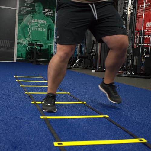 Gronk Fitness Agility Training Set | 12FT Speed Ladder, 4 Cones, Jump Rope, Massage Stick, Mini Loop Bands | Speed & Footwork Equipment for Soccer, Football, Basketball | for Kids, Youth & Adults