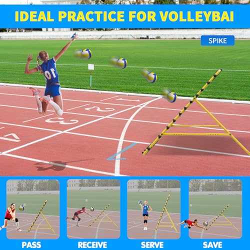 Adjustable Volleyball Rebounder Net 7x4 FT - Ultimate Training Equipment for Volleyball & Lacrosse Enhanced Bouncing System for Volleying, Bumping, and Spiking Drills - color: Yellow