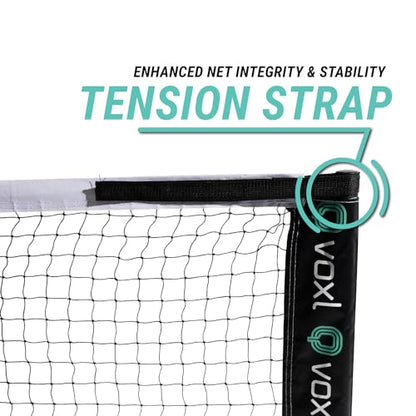 Premium Portable Pickleball Net - Tournament Series - Voxl Pickleball. All Weather Construction. Regulation Size. Indoor and Outdoor Use. Durable Frame, Net, Carrying Bag. Easy Set Up and Take Down.