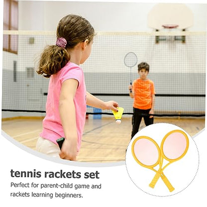 Mikinona 2Pcs Parent Outdoor Sports Tennis Racket Set Large Racket with Tennis Balls and Badminton Rackets for Durable Material for Family Fun