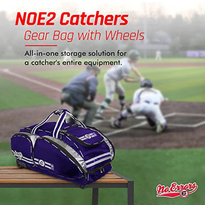 No Errors NO E2 Wheeled Catchers Gear Bag - Large Baseball and Softball Bag for Catcher’s Equipment with Fatboy Wheels - color: Purple