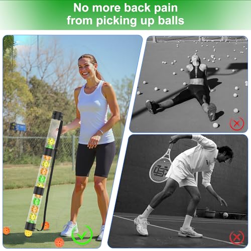 Pickleball Ball Retriever & Ball Hopper Storage with Strap Pickle Balls Tube Pickup - size: 15 Pickleball Retriever