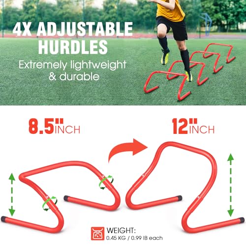 X-UMEUS Agility Ladder Speed Training Equipment Set-20ft Agility Ladder,12 Soccer Cones,4 Hurdles, Jump Rope, Running Parachute| Basketball Football Soccer Training Equipment for Kids Youth Adults - color: Green