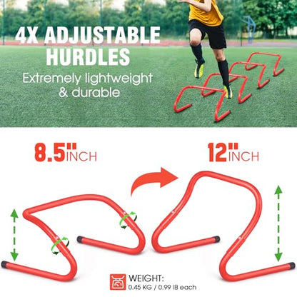 X-UMEUS Agility Ladder Speed Training Equipment Set-20ft Agility Ladder,12 Soccer Cones,4 Hurdles, Jump Rope, Running Parachute| Basketball Football Soccer Training Equipment for Kids Youth Adults - color: Green
