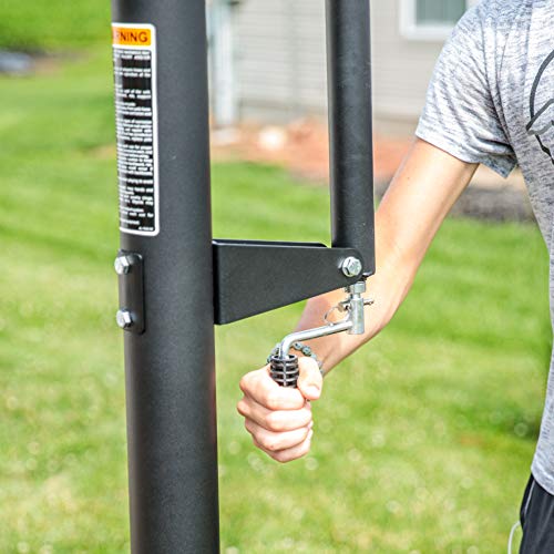 Silverback Height Adjustable In-Ground Basketball Hoop with Tempered Glass Backboard, Pro-Style Breakaway Rim, Pole and Backboard Pad