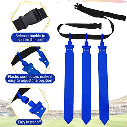 Hungdao 10/12 Players Flag Football Belts and Flags Adjustable Football Belts for Kids Teens Adults Team Training Sport Event - color: Blue