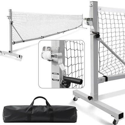 Seliyoo Portable Pickleball Net Set, 22FT Regulation Pickleball Net for Driveway with Rolling Wheels & Hand Winch, Foldable Outdoor Pickleball Court Net System for Backyard Indoor