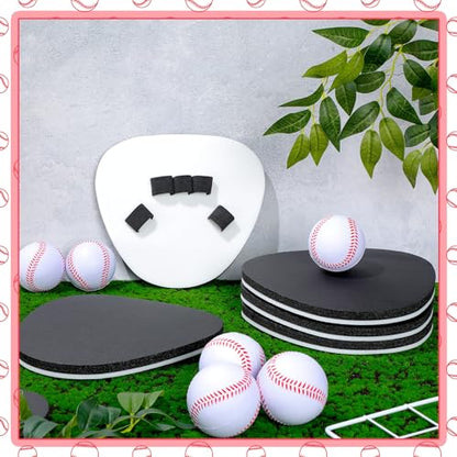 RoundFunny 6/12 Set Baseball Pancake Glove for Training, Baseball Softball Fielding Gloves with 9 Inch Foam Practice Balls, Quick Hands Batting Infield Training Practice Two Hands Youth Adult